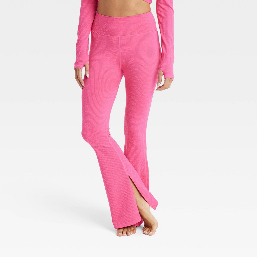 Women's Textured Flare Leggings - JoyLab™ Pink M