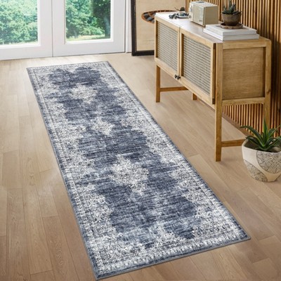 Washable Rugs for Living Room Vintage Distressed Area Rug Non-Slip Stain Resistant Carpet