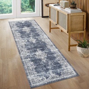 Washable Rugs for Living Room Vintage Distressed Area Rug Non-Slip Stain Resistant Carpet - 1 of 4
