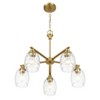 5-Light Linear Chandelier – Golden Brass Chain Mount, Clear Water Glass for Kitchen or Dining Room - 2 of 4