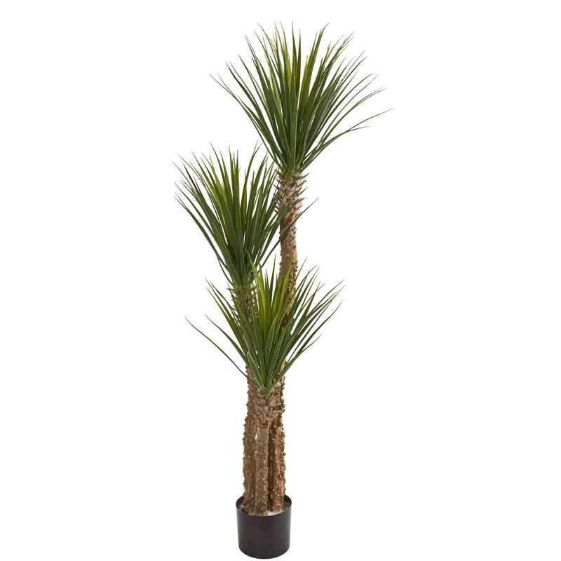 Slim Green Yucca Artificial Tree in Black Pot