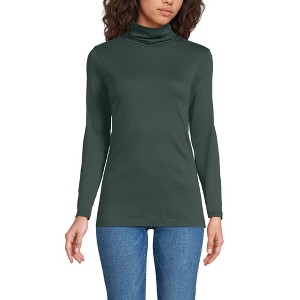 Lands' End Women's Supima Cotton Fitted Long Sleeve Turtleneck - 1 of 3
