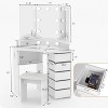 Makeup Vanity Desk - Vanity Desk Set with Lights & Power Outlet Corner Vanity Table with 5 Rotating Drawers 3 Lighting Mode - 2 of 4