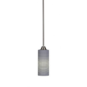Toltec Lighting Paramount 1 - Light Pendant in  Brushed Nickel with 4" Gray Matrix Shade - 1 of 1