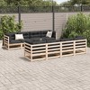 vidaXL Garden Sofa Set Wax Brown, Cream - Natural Pine With Cushions - 3 of 4