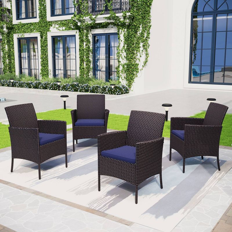 4pc Patio Rattan Chairs with Cushions - Brown - Captiva Designs, 1 of 9
