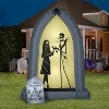 Gemmy Airblown Inflatable Arch w/Jack and Sally Silhouettes, 7 ft Tall, Grey - 2 of 2