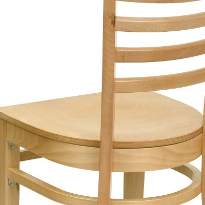 Natural Wood Ladderback High Slat Side Chair in Beige