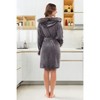 ADR Women's Short Bathrobe, Womans Robe Plush Faux Fur Accents Fuzzy Feather Bath Robe - 3 of 4