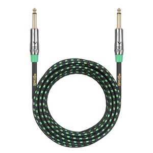 Clef Audio Labs Instrument Guitar Cable,15ft -1/4 inch TS Straight to Straight Electric bass Guitar AMP Cord Green Braided Jacket - 1 of 4