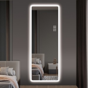 Full Length Floor Mirror LED Whole Body Mirror, Wall Mounted  Mirror with Lights, Bedroom Full Size Body Mirror with Dimming & 3 Color Modes - 1 of 4
