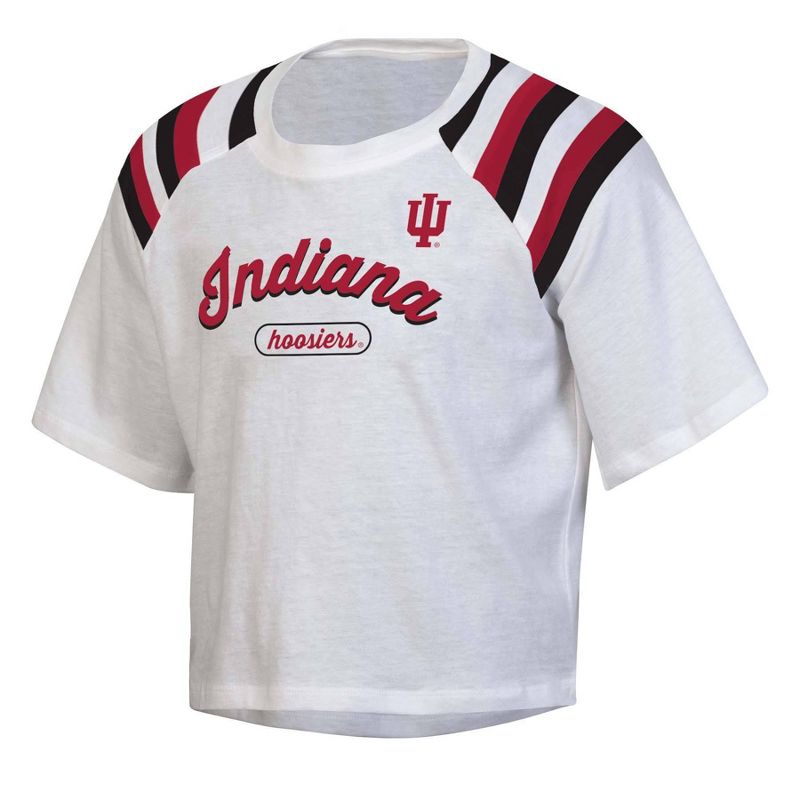NCAA Indiana Hoosiers Girls&#39; White Boxy T-Shirt, 1 of 3