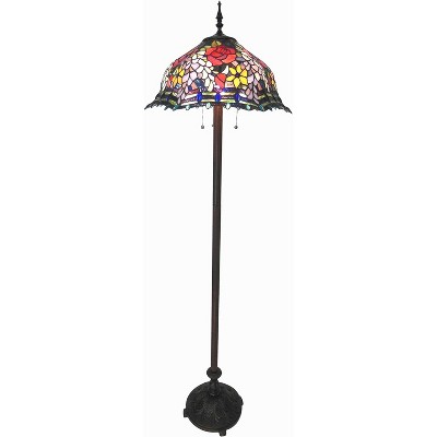 Chloe Lighting Carrell Tiffany-style 3 Light Roses Floor Lamp 20" Shade