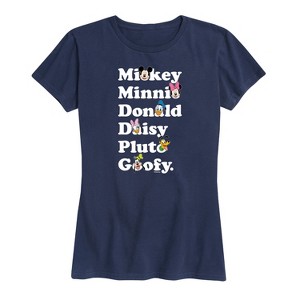 Women's - Disney - Mickey Friends Character List Short Sleeve Graphic T-Shirt - 1 of 4