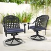 Outdoor Cast Aluminum Swivel Chair, 360° Swivel Function, with Blue Cushion - 2 of 4