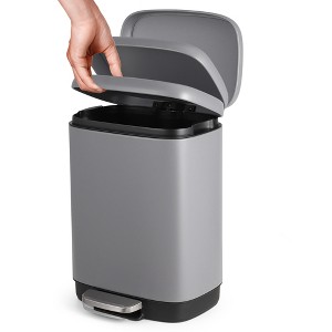 12L Kitchen Hands-Free Trash Can with Foot Pedal and Trash Bag Ring for Bathroom Bedroom and Kitchen - 1 of 4