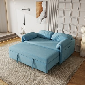 54" Velvet Sofa Bed with Armrest Storage, Retractable Queen Bed, Dual-Purpose Couch for Living Room, Multi-Color Options - 1 of 4