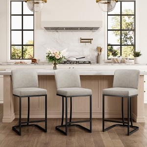 Captiva Designs 24 inch Height Bar Stool with Faux Leather & Padded Seat and Back & Sturdy Steel Frame - 1 of 4