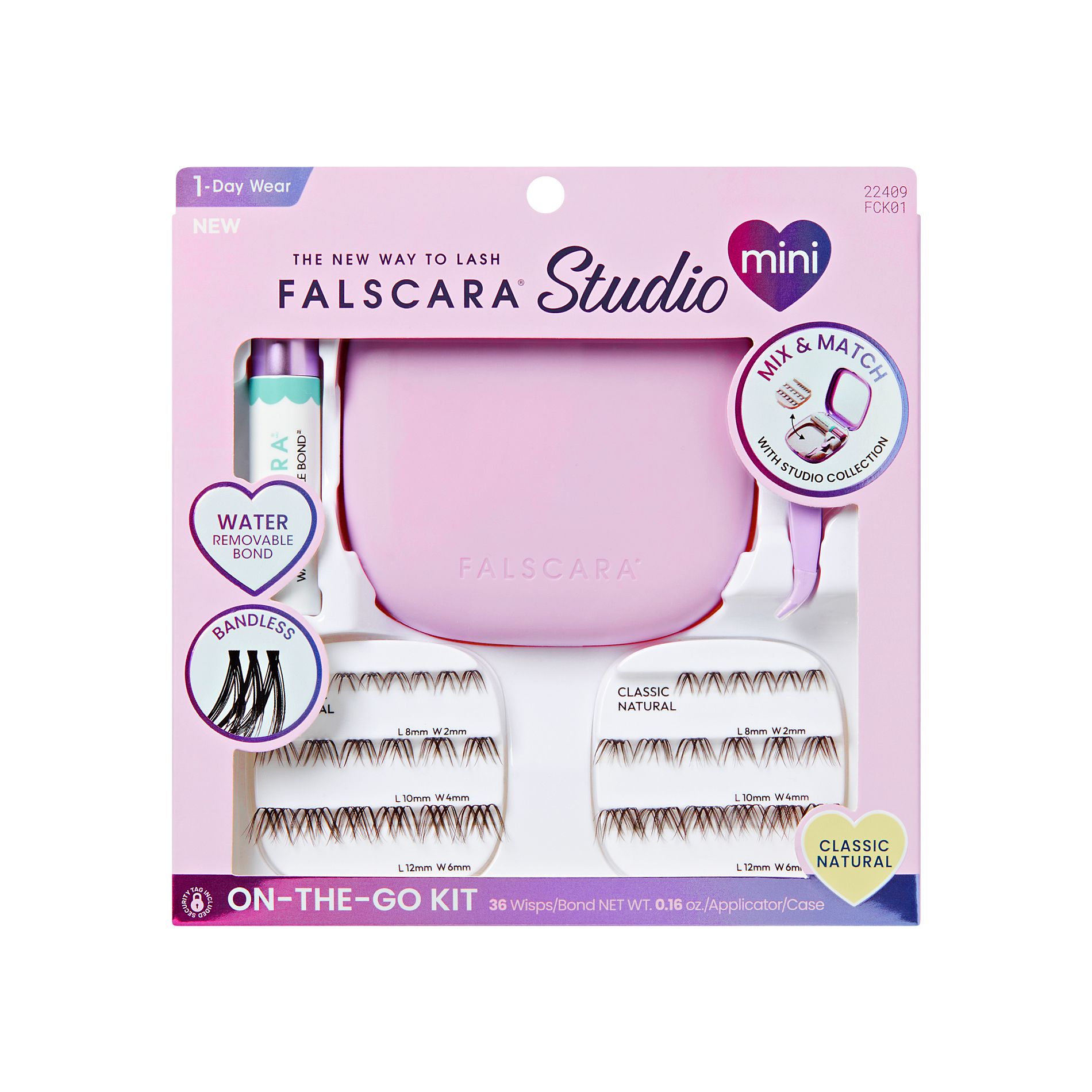 Falscara Studio Mini On-The-Go Kit Lash Extension Kit - Classic Natural Lash Clusters - 38ct