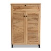 Coolidge Wood 5 Shelf Storage Cabinet Oak Brown - Baxton Studio: Slatted Doors, Tapered Legs, 15 Pair Shoe Organizer - 3 of 4