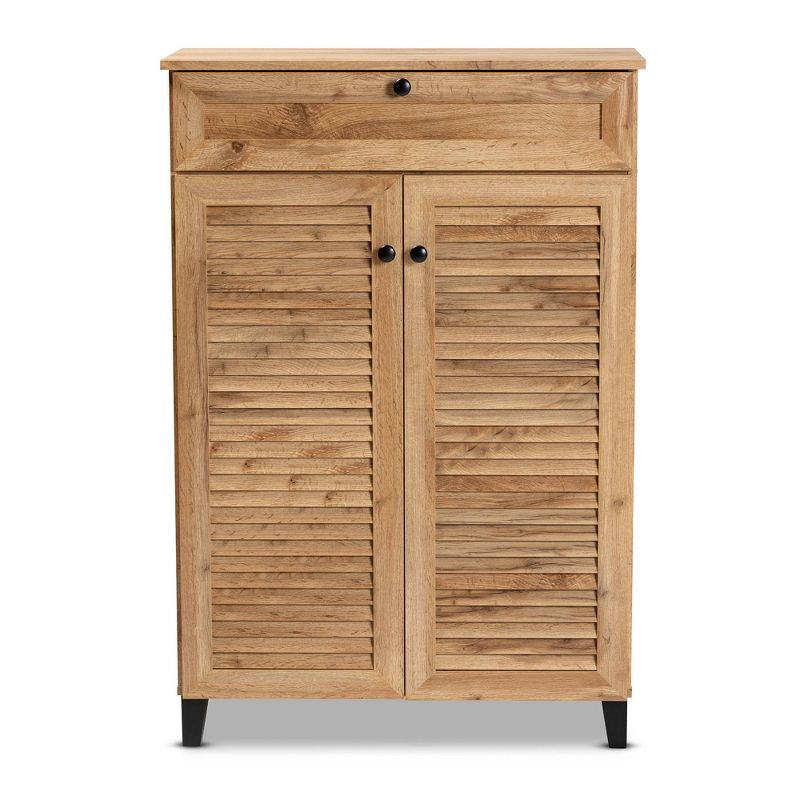 Coolidge Wood 5 Shelf Storage Cabinet Oak Brown - Baxton Studio, 4 of 14