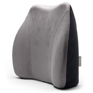 WENNEBIRD Model Q Lumbar Memory Foam Support Pillow to Improve Posture with Raised Side Butterfly Design, Dual Fabric, and Removable Cover, Grey - 1 of 4