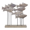 HomeRoots 9" Brown Metal And Wood School Of Fish Tabletop Sculpture - 4 of 4