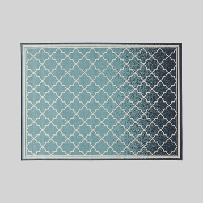 FONTOI Woven Area Rugs, Indoor and Outdoor Geometric Rugs, Floor Mat Carpet for Home Living Room Backyard Patio Deck Porch, Blue, 84"*0.16"*63"
