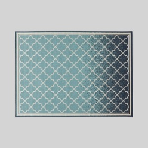 FONTOI Woven Area Rugs, Indoor and Outdoor Geometric Rugs, Floor Mat Carpet for Home Living Room Backyard Patio Deck Porch, Blue, 84"*0.16"*63" - 1 of 4