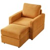 Corduroy Chaise Lounge Sofa Couch Chair Upholstered Accent Chair with Ottoman, Yellow/Gray/Black/Beige/Green-ModernLuxe - 4 of 4