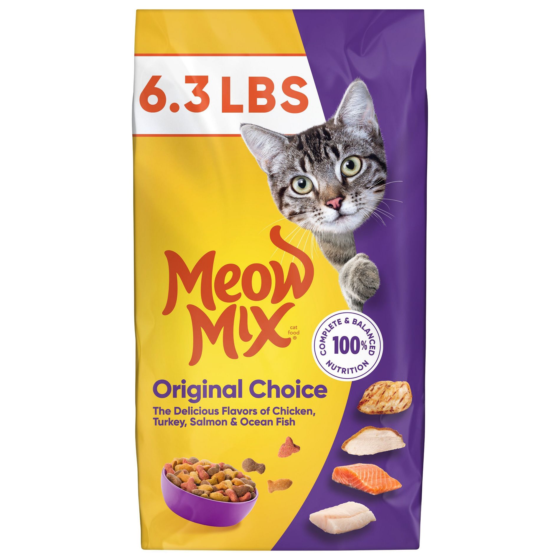 Meow Mix Original Choice with Flavors of Chicken, Turkey, Salmon & Ocean Fish Adult Complete & Balanced Dry Cat Food