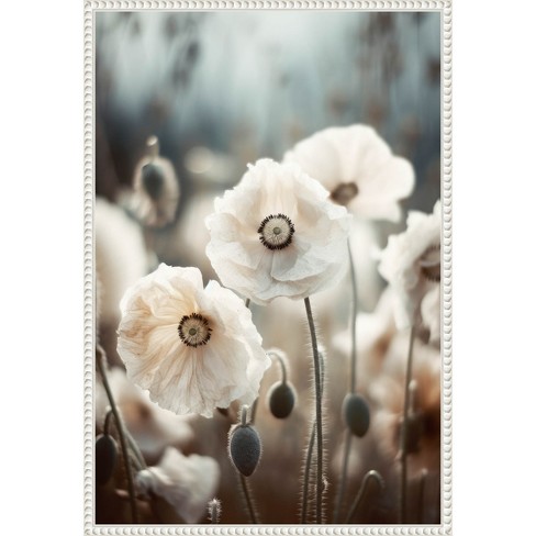 Amanti Art White Poppy Field No 1 by Treechild  Framed Canvas Wall Art - image 1 of 4