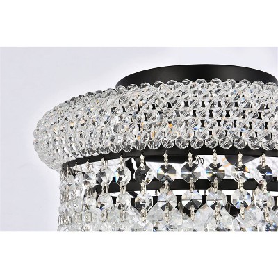 Primo 12-Inch Black and Crystal Flush Mount Light Fixture