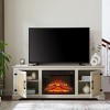 NicBex Rattan TV Stand for 70 Inch TV with 2 Cabinets,TV Entertanment Center with 23 Inch Fireplace Insert,TV Console Table for Living Room,White - 2 of 4