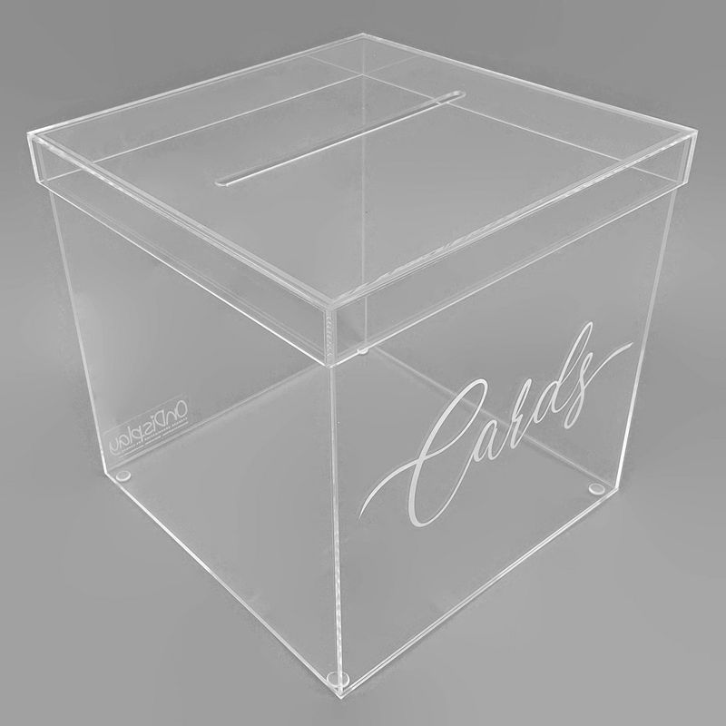 OnDisplay 10" Luxe Acrylic Clear Wedding Card Box w/Lid - Lucite Gift/Money Box, 4 of 5