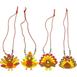 4E's Novelty Thanksgiving Necklace Crafts For Kids Bulk – 4 Pack DIY Turkey Necklace Craft for Kids With 4 Styles Great Thanksgiving Favors for Kids - 1 of 4