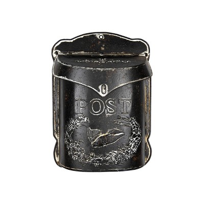 Embossed Tin Post Letter Box Black - Storied Home: Modern Metal Wall Decal, Matte Finish, 10.5" Length