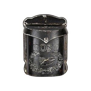 Embossed Tin Post Letter Box Black - Storied Home: Modern Metal Wall Decal, Matte Finish, 10.5" Length - 1 of 4