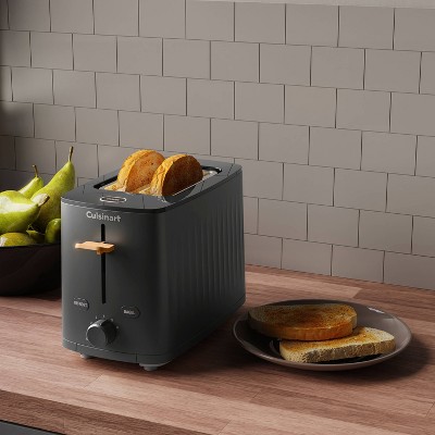Compact Black Stainless Steel 2-Slice Toaster with Wide Slot