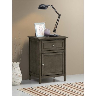 Gray Solid Wood 1-Drawer Nightstand, 25" Height