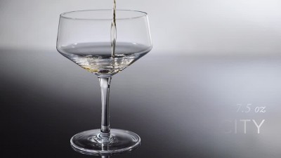 Viski Angled Stemmed Crystal Coupe Cocktail Glasses Set of 4