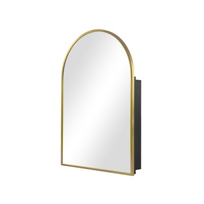 36 * 24 Inch Gold Arched Bathroom Medicine Cabinet With Mirror
