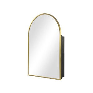 36 * 24 Inch Gold Arched Bathroom Medicine Cabinet With Mirror - 1 of 4