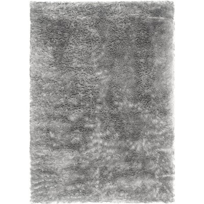 Gray Faux Sheepskin 5' x 7' Rectangular Area Rug