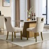 Akoasm 2-Piece Modern Velvet Upholstered Dining Chairs with Gold-Finished Wood Legs and Tacker Nail Accents-Beige - 3 of 4
