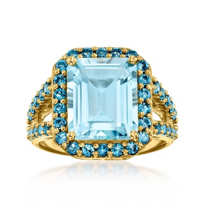 Ross-Simons 5.25 Carat Sky Blue Topaz and 1.20 ct. t.w. London Blue Topaz Ring in 18kt Gold Over Sterling