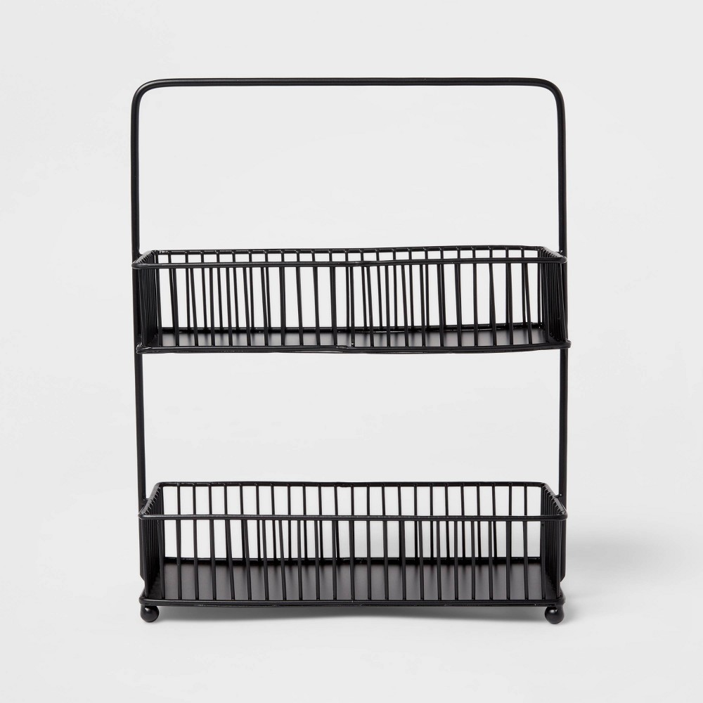 Iron 2-Tier Wire Spice Rack Black - Thresholdâ„¢