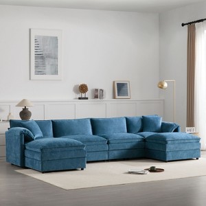 CAVINAS Modern Modular Sectional Sofa, 136" Sofa with Deep and Wide Seat, U Shaped Cloud Couch Set, 6 Seat Sofa with Movable Ottomans - 1 of 4