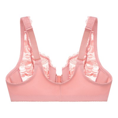 Glamorise Womens Wonderwire Frontclosure Stretch Lace Underwire Bra