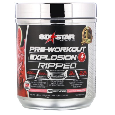 Six Star Pre-Workout Explosion, Ripped, Watermelon, 5.91 oz (168 g), Sports Nutrition Supplements